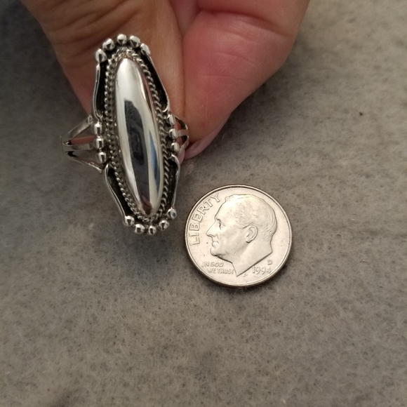 Native American Braided 925 Sterling Silver Elongated Oval Ring>Southwestern - Picture 5 of 11